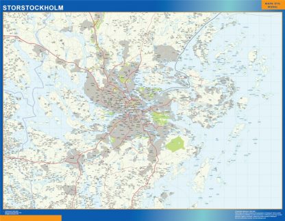 Mapa de Storstockholm en Suecia gigante. Mapas grandes para Chile y América