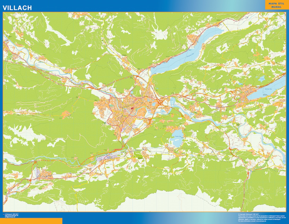Mapa de Villach en Austria gigante. Mapas grandes para Chile y América