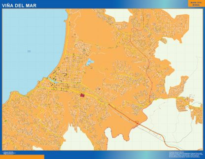 Mapa de Viña del Mar en Chile gigante. Mapas grandes para Chile y América