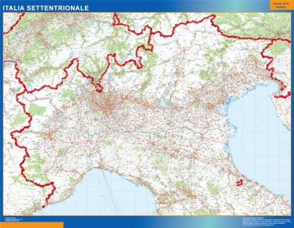 Mapa norte Italia carreteras gigante. Mapas grandes para Chile y América