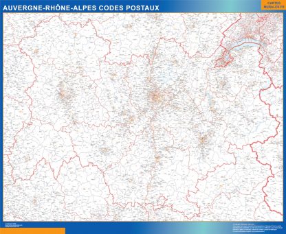 Mapa región Auvergne-Rhone-Alpes postal gigante. Mapas grandes para Chile y América
