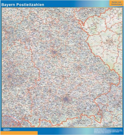 Mapa región Baviera codigos postales gigante. Mapas grandes para Chile y América