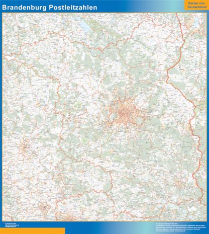 Mapa región Brandenburgo codigos postales gigante. Mapas grandes para Chile y América