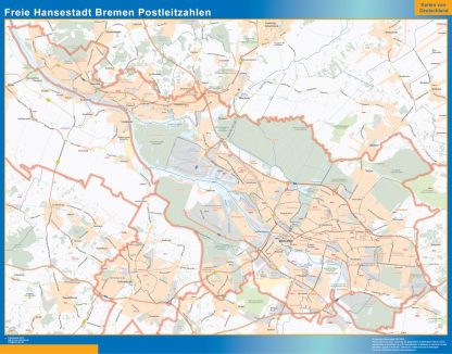 Mapa región Bremen codigos postales gigante. Mapas grandes para Chile y América