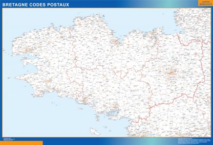 Mapa región Bretagne postal gigante. Mapas grandes para Chile y América