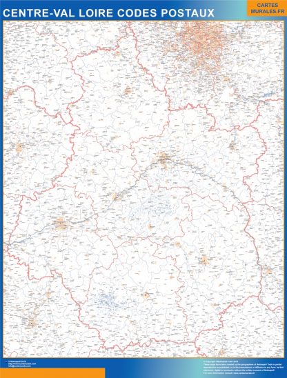 Mapa región Centre Val Loire postal gigante. Mapas grandes para Chile y América