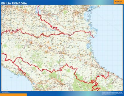 Mapa región Emilia Romagna gigante. Mapas grandes para Chile y América