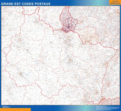 Mapa región Grand Est postal gigante. Mapas grandes para Chile y América