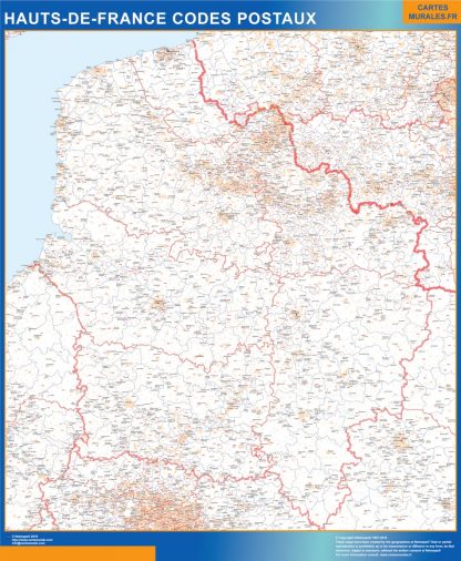 Mapa región Hauts de France postal gigante. Mapas grandes para Chile y América