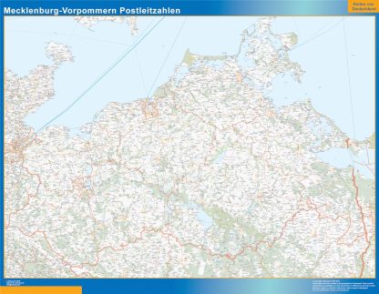 Mapa región Mecklenburg-Vorpommern codigos postales gigante. Mapas grandes para Chile y América
