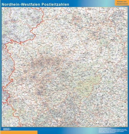 Mapa región Nordrhein-Westfalen codigos postales gigante. Mapas grandes para Chile y América