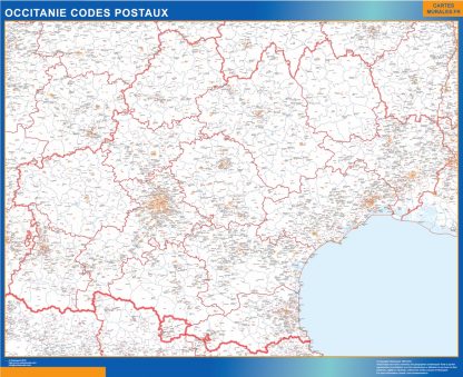 Mapa región OccitanIe postal gigante. Mapas grandes para Chile y América