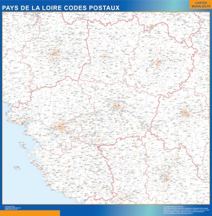 Mapa región Pays de la Loire postal gigante. Mapas grandes para Chile y América