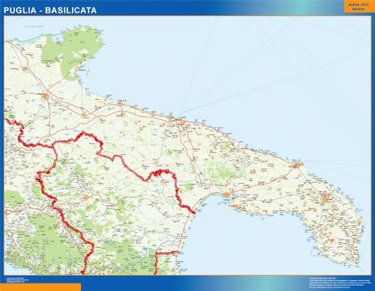 Mapa región Puglia Basilicata gigante. Mapas grandes para Chile y América