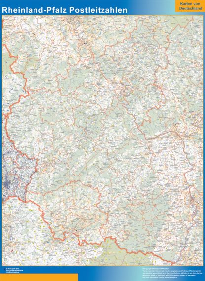 Mapa región Rheinland-Pfalz codigos postales gigante. Mapas grandes para Chile y América