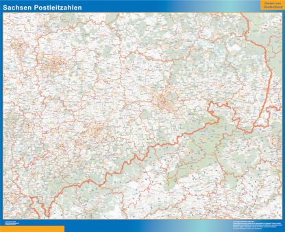 Mapa región Sachsen codigos postales gigante. Mapas grandes para Chile y América