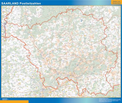 Mapa región Sarre codigos postales gigante. Mapas grandes para Chile y América