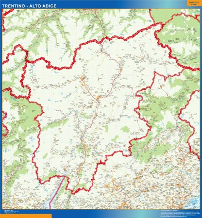 Mapa región Trentino Alto Adige gigante. Mapas grandes para Chile y América