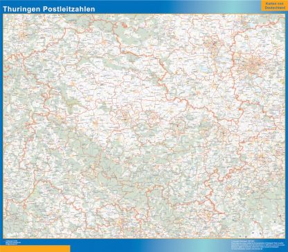 Mapa región Turingia codigos postales gigante. Mapas grandes para Chile y América