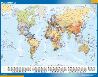 Mapamundi Banderas gigante. Mapas grandes para Chile y América
