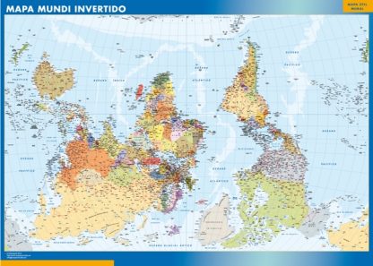 Mapamundi Invertido gigante. Mapas grandes para Chile y América