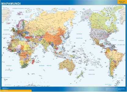 Mapamundi Pacifico gigante. Mapas grandes para Chile y América