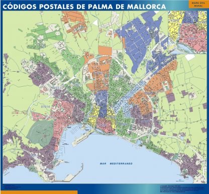 Palma de Mallorca códigos postales gigante. Mapas grandes para Chile y América