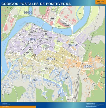 Pontevedra códigos postales gigante. Mapas grandes para Chile y América