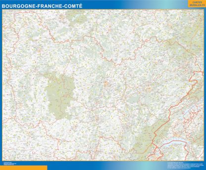 Region Bourgogne Franche Comte gigante. Mapas grandes para Chile y América