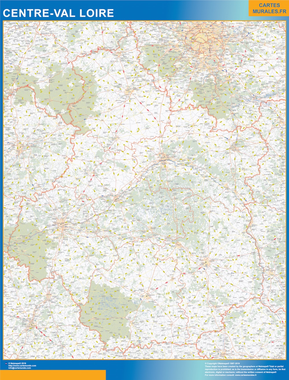 Region Centre Val Loire gigante. Mapas grandes para Chile y América