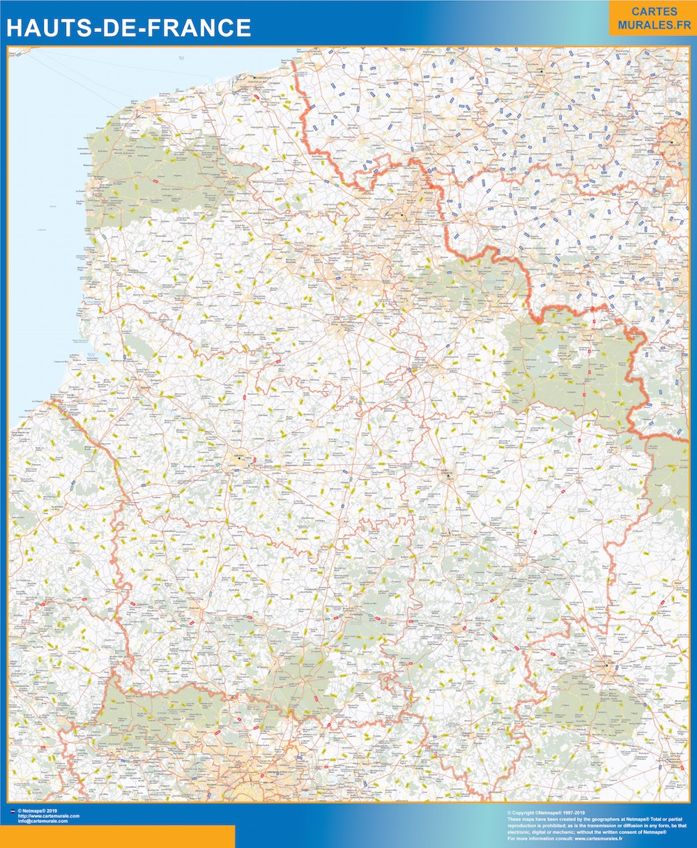Region Hauts de France gigante. Mapas grandes para Chile y América