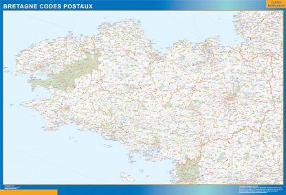 Región Bretagne codigos postales gigante. Mapas grandes para Chile y América