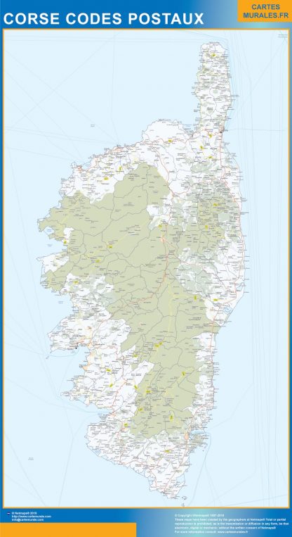 Región Corse codigos postales gigante. Mapas grandes para Chile y América
