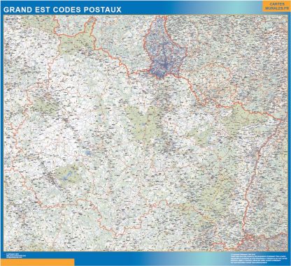 Región Grand Est codigos postales gigante. Mapas grandes para Chile y América