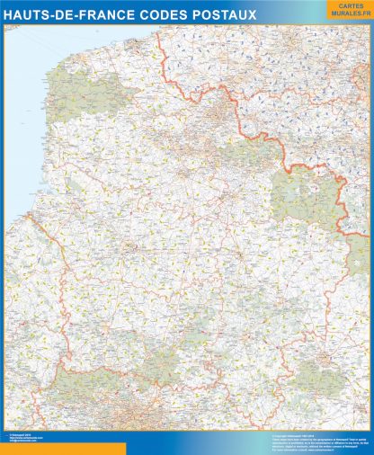 Región Hauts de France codigos postales gigante. Mapas grandes para Chile y América