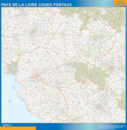 Región Pays de la Loire codigos postales gigante. Mapas grandes para Chile y América