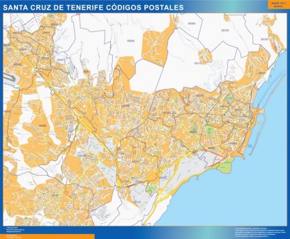 Santa Cruz de Tenerife códigos postales gigante. Mapas grandes para Chile y América