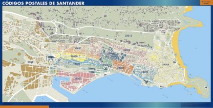 Santander códigos postales gigante. Mapas grandes para Chile y América