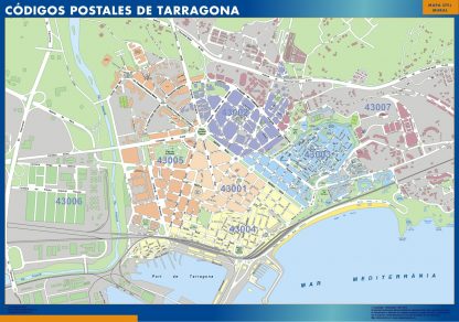 Tarragona códigos postales gigante. Mapas grandes para Chile y América