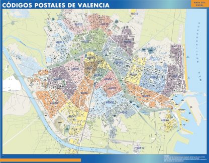 Valencia códigos postales gigante. Mapas grandes para Chile y América