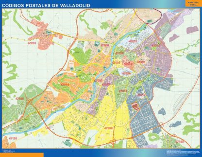 Valladolid códigos postales gigante. Mapas grandes para Chile y América