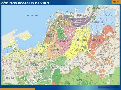 Vigo códigos postales gigante. Mapas grandes para Chile y América