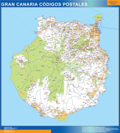 isla Gran Canaria códigos postales gigante. Mapas grandes para Chile y América